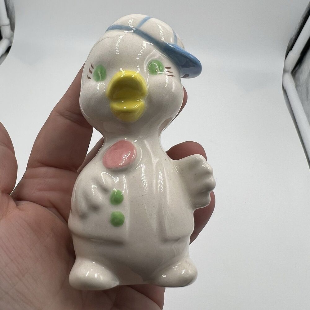 Rare Vintage Macrame Ceramic Bead Baby Duck Blue Baseball  Green Yellow Pink